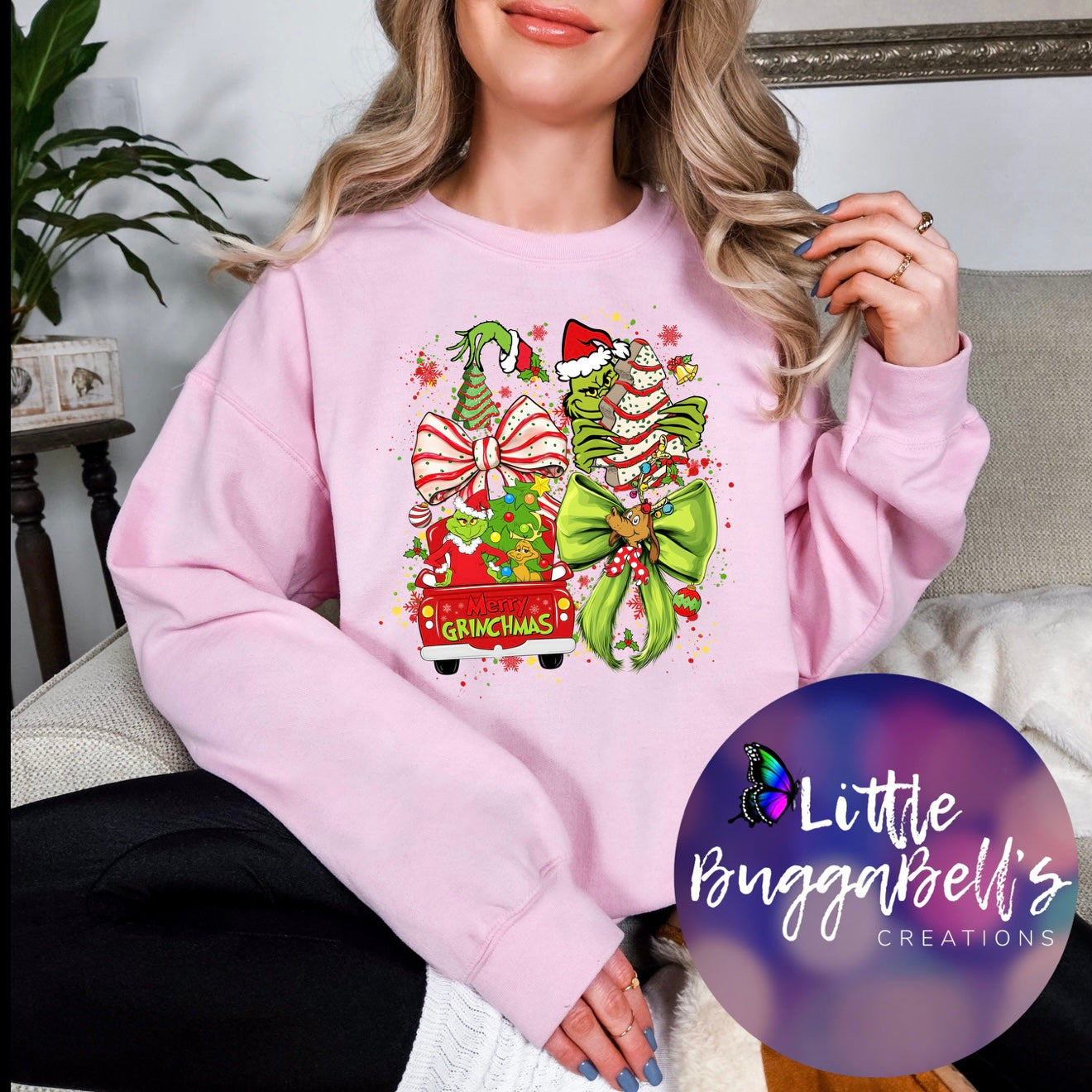 Debbie Tree Cake Green Guy Sweater