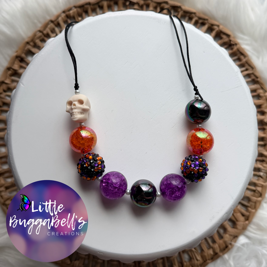Halloween Skelly Adjustable Bubblegum Necklace