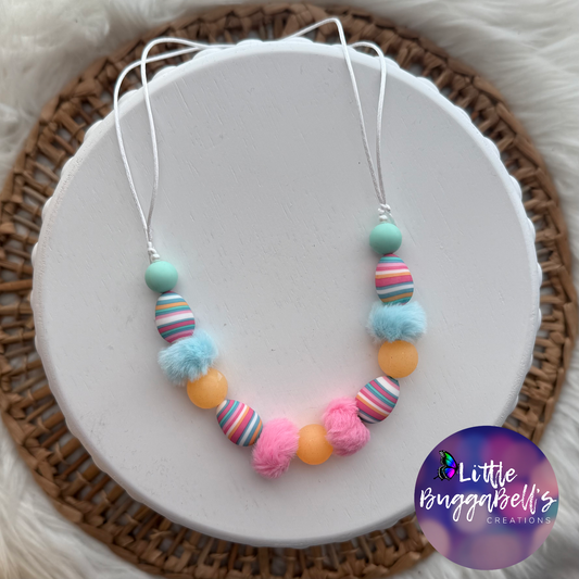 Striped Egg Adjustable Silicone Necklace