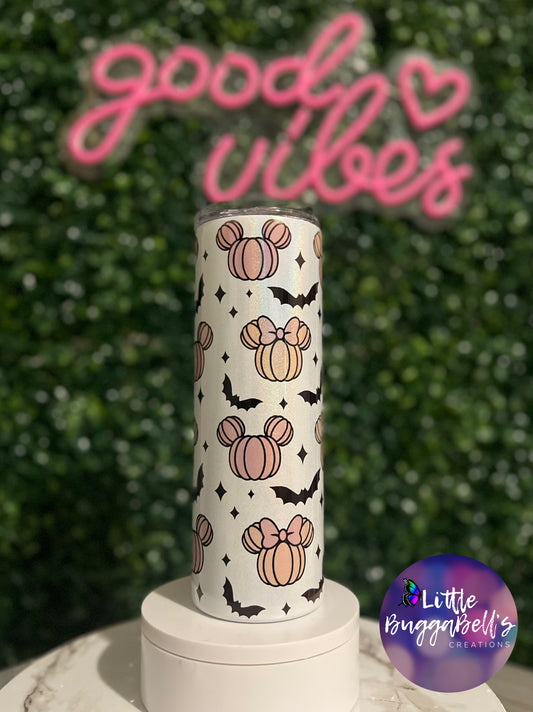 Mouse Pumpkin Head Glitter Tumbler