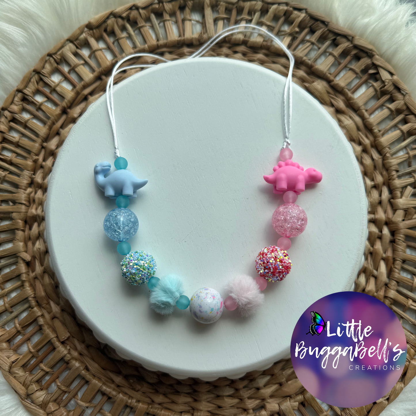Cotton CandySaurus Adjustable Bubblegum Necklace