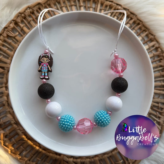 Girl Cat Adjustable Bubblegum Necklace