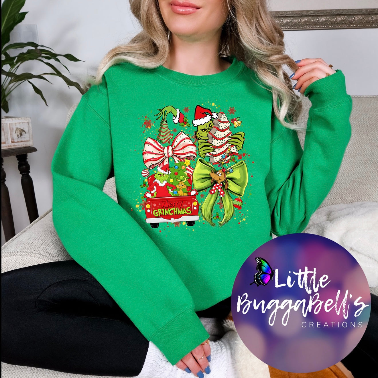 Debbie Tree Cake Green Guy Sweater