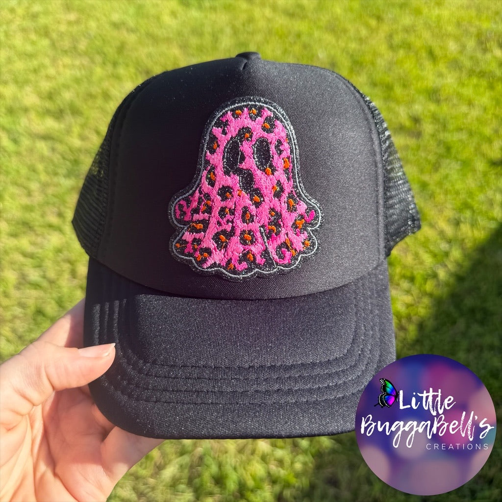 KIDS Leopard Ghost Adjustable Trucker Hat