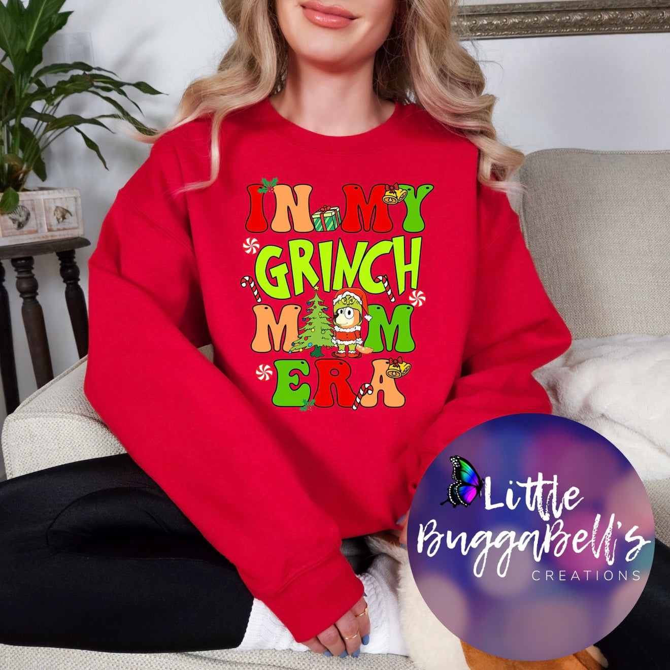 Blue Dog Mom Green Guy Era Sweater