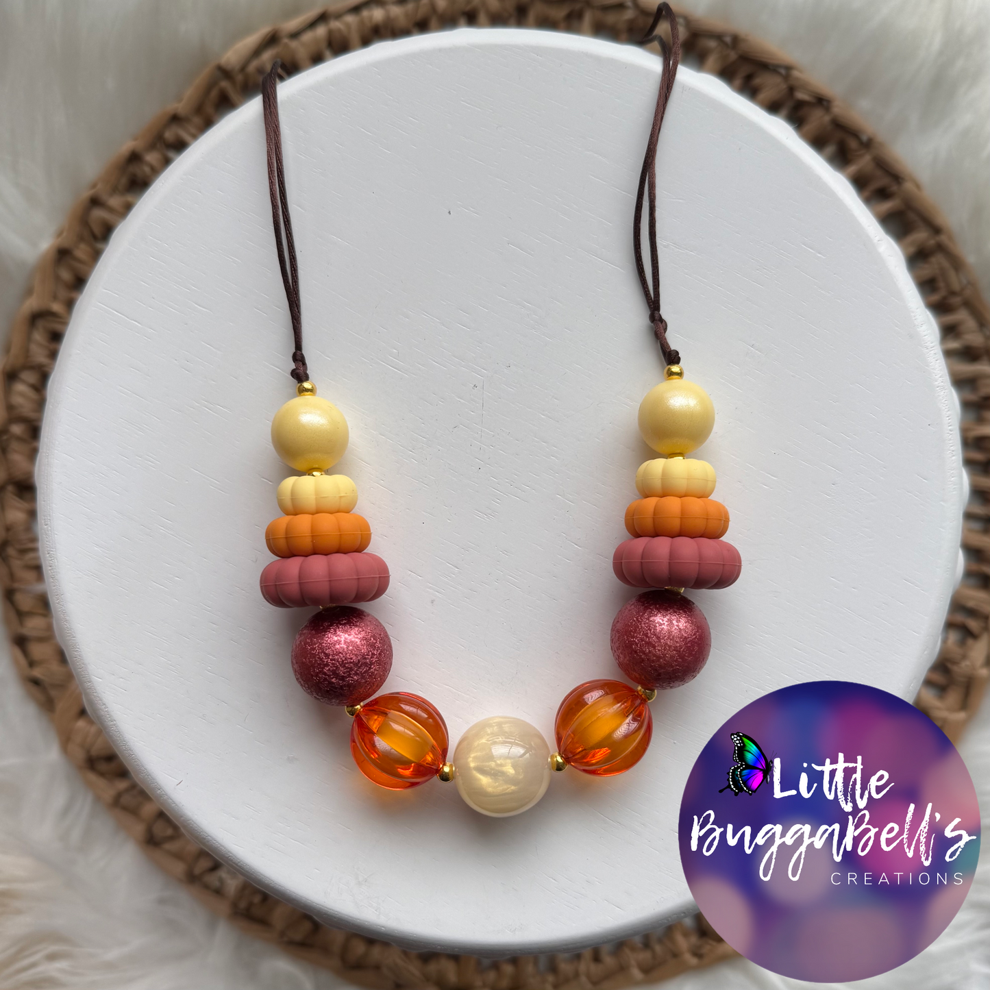 OOAK Pumpkin Stack Bubblegum Necklace