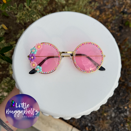 OOAK Pink Blue Purple Daisies Sunnies