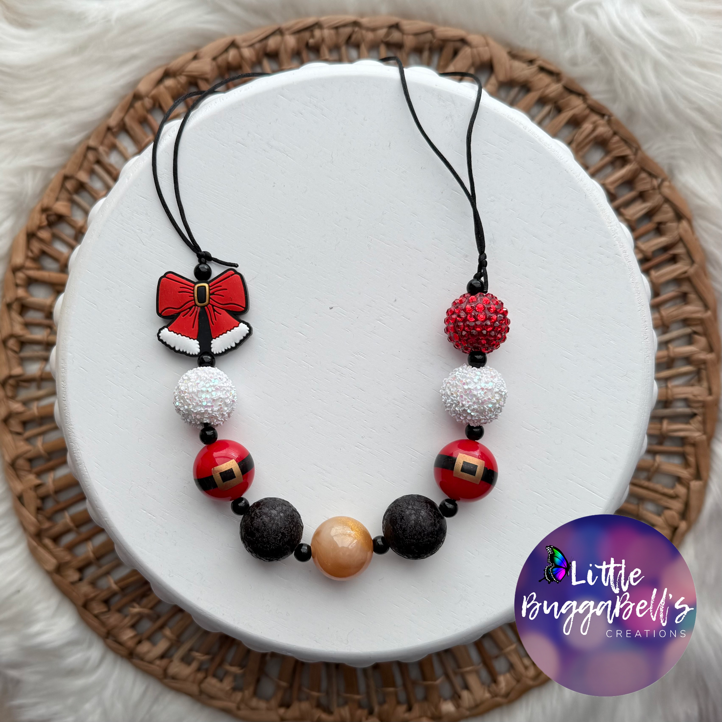 Santa Bow Bubblegum Adjustable Necklace