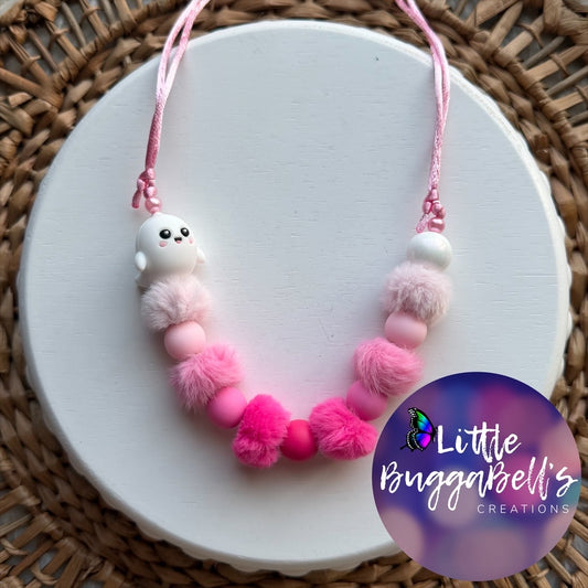 Pinky the Ghost Adjustable Bubblegum Necklace