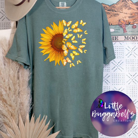 Comfort Colors Sunflowers and Butterflies Shirt