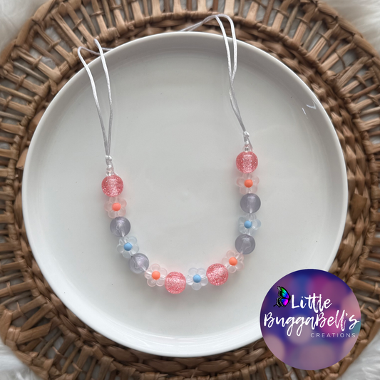 OOAK Coral Fusion Flower Adjustable Bitty Necklace