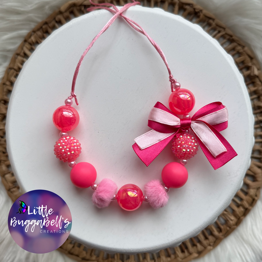 Neon Pink Adjustable Bubblegum Necklace