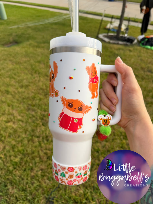 DUPE 40oz Gingerbread Characters Tumbler with handle charm and boot