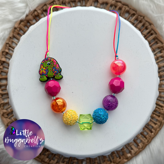 Lisa Frank Turtle Adjustable Bubblegum Necklace