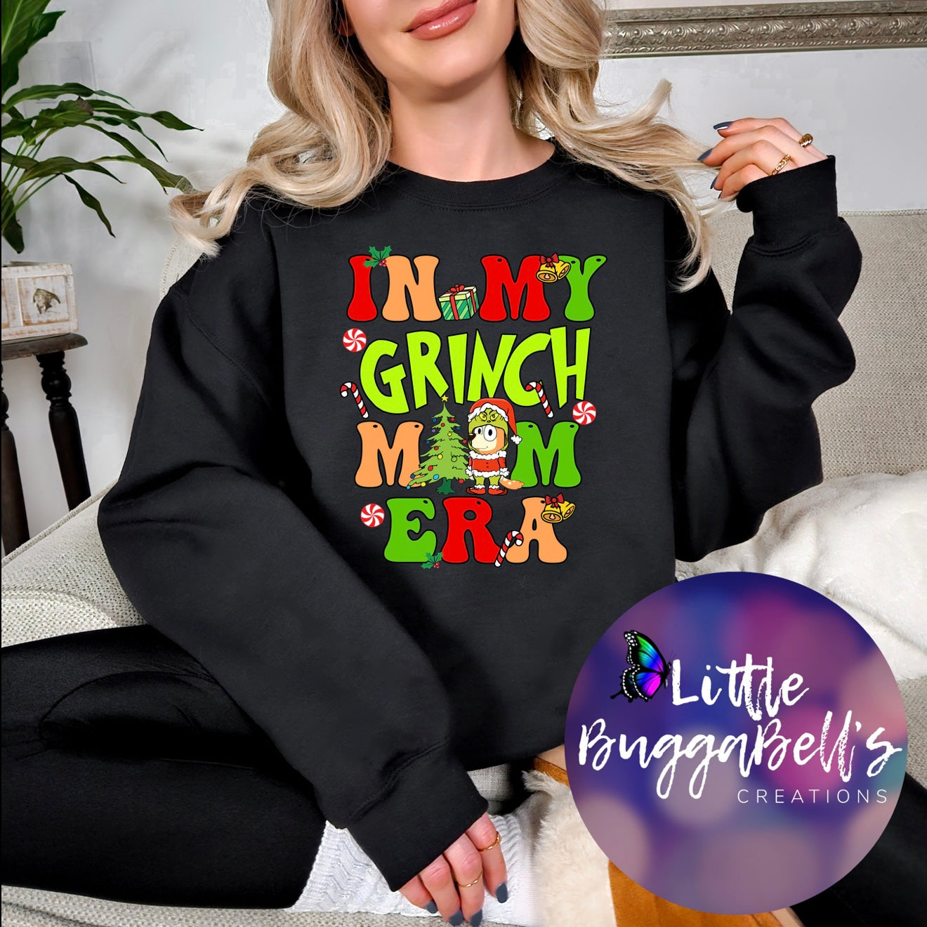 Blue Dog Mom Green Guy Era Sweater