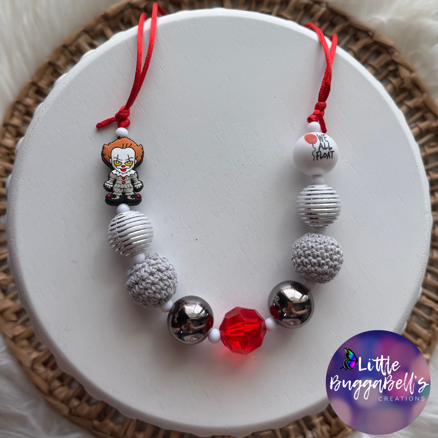 Dancing Clown Adjustable Bubblegum Necklaces