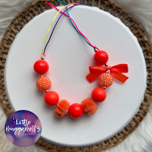 Neon Orange Adjustable Bubblegum Necklace