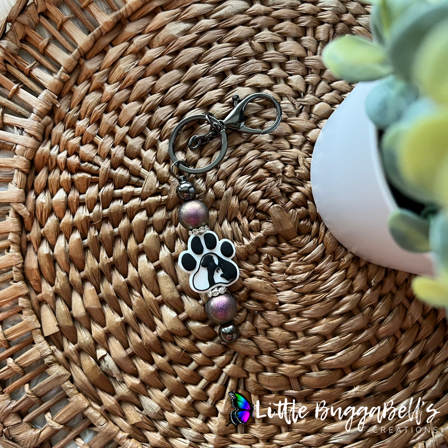 Dog & Cat Unity Pawprint Keychain