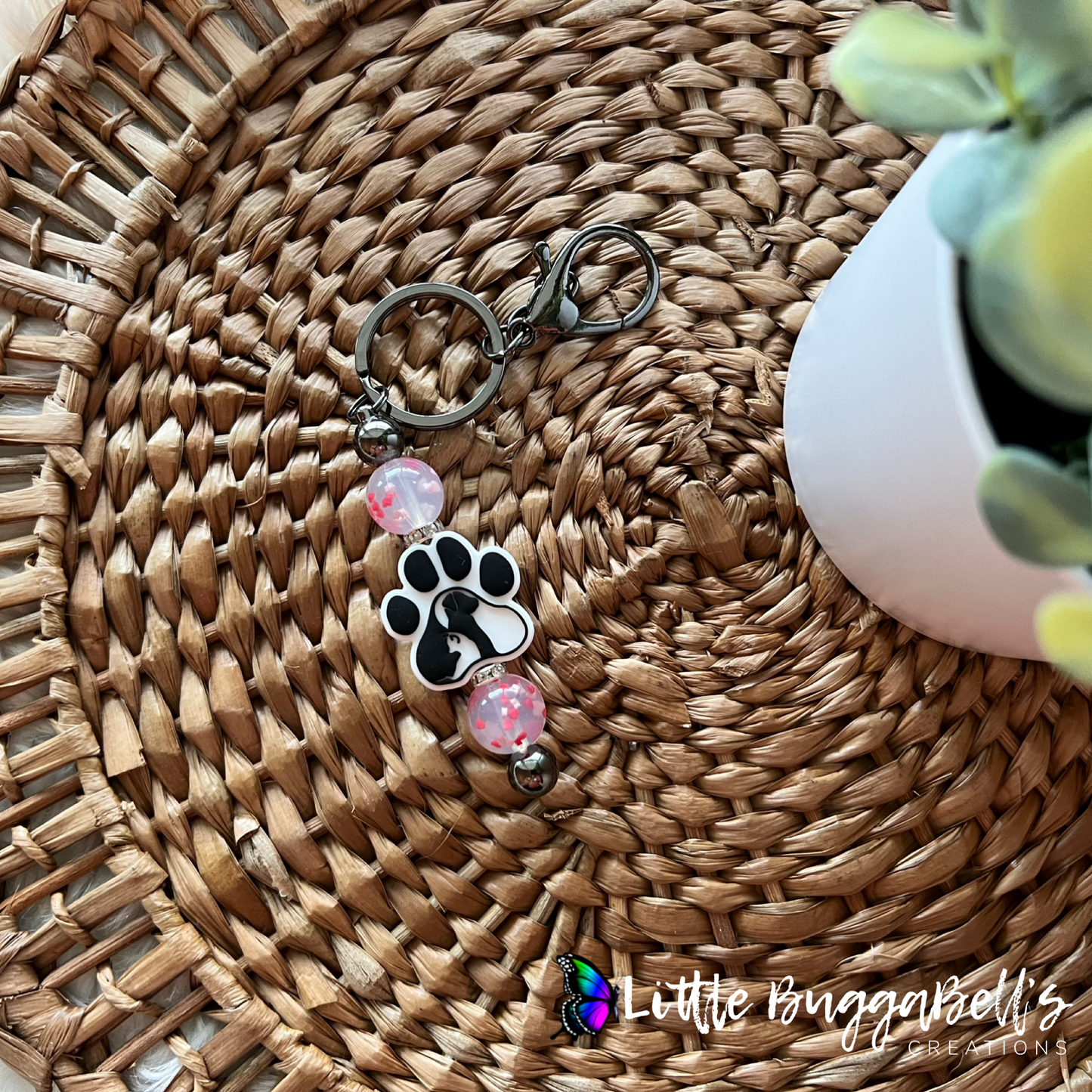 Dog & Cat Unity Pawprint Keychain