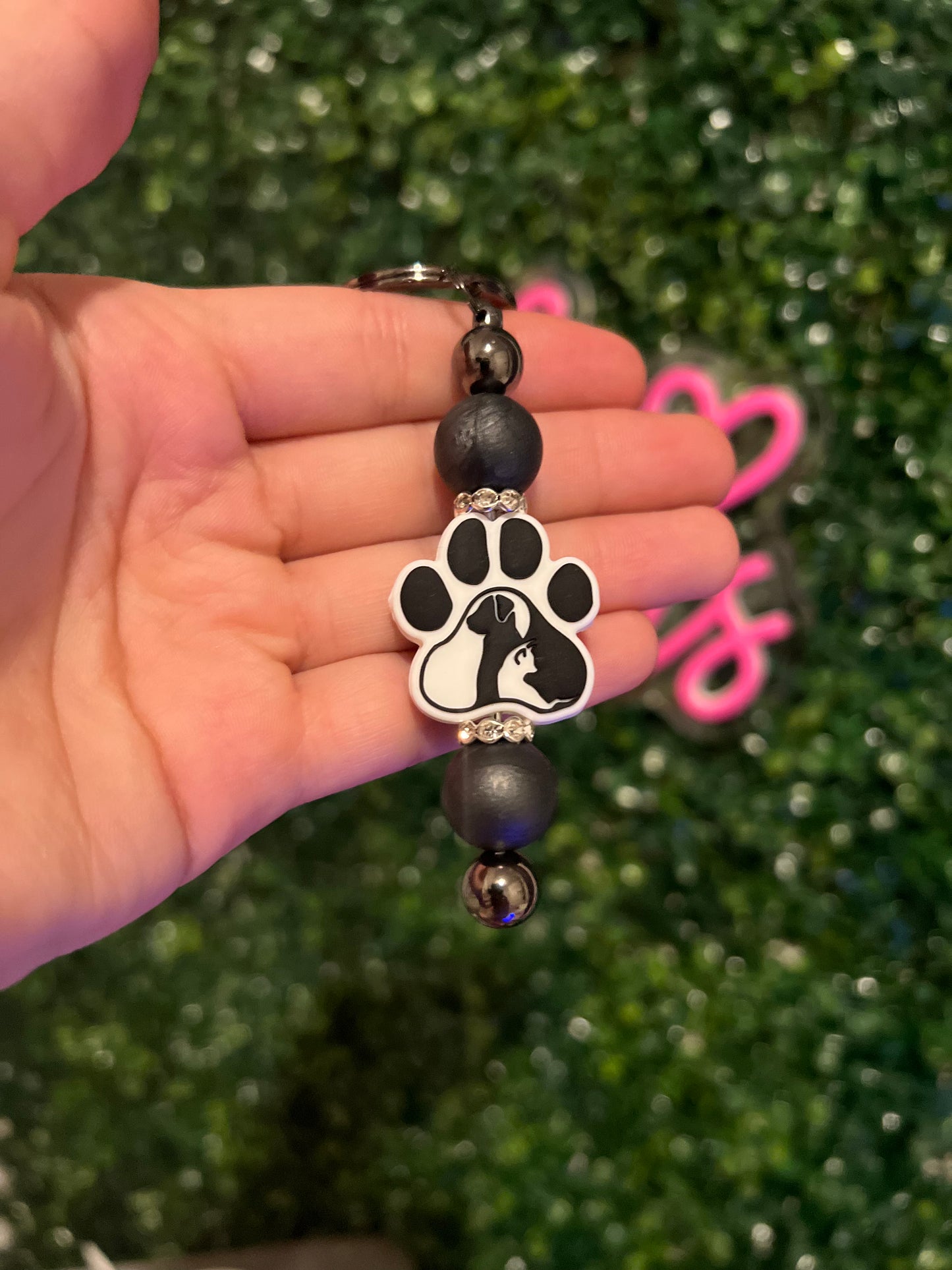 Dog & Cat Unity Pawprint Keychain