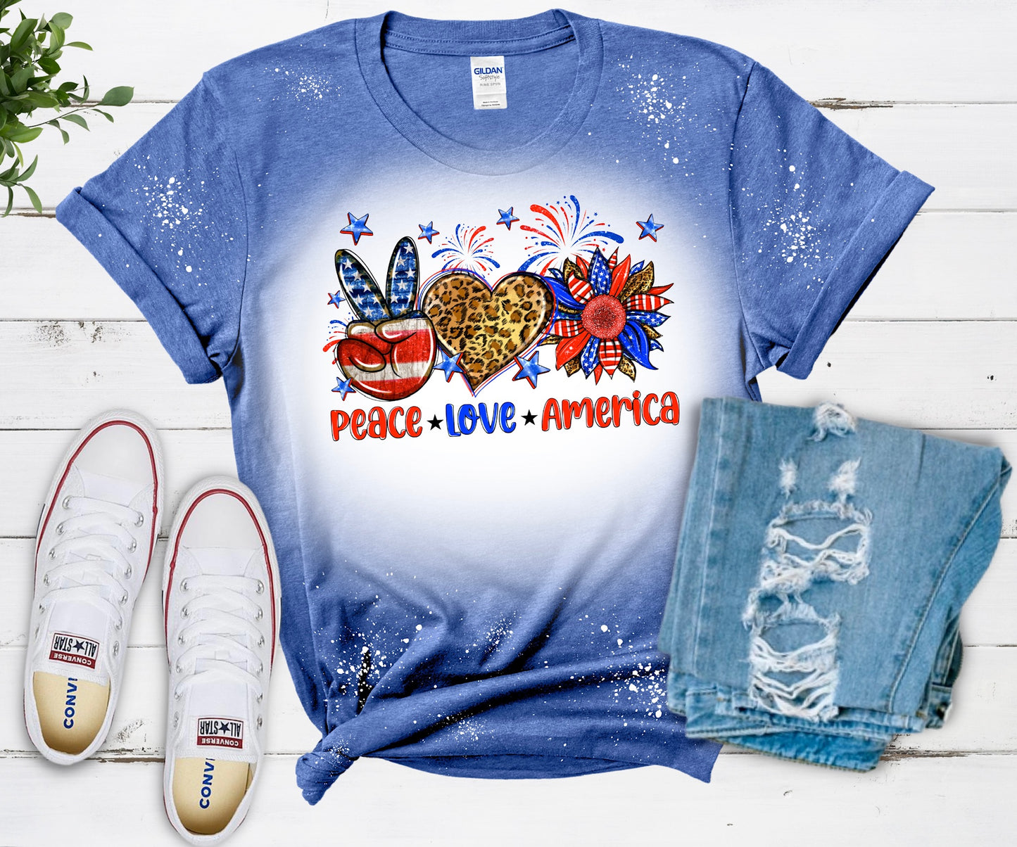 Peace Love America FOJ Bleached Shirt